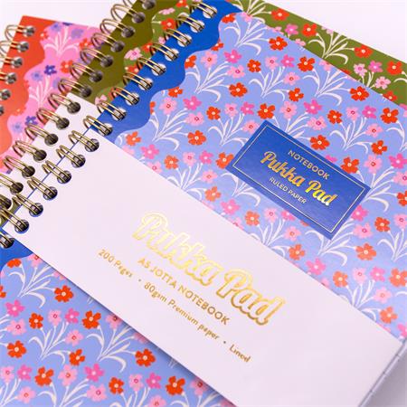 Spirálfüzet, A5, vonalas, 100 lap, PUKKA PAD "Floral Jotta Notebook", vegyes minta